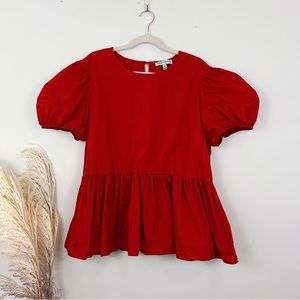 Jack + Avery  Red Puff Sleeve Top • Size 1X